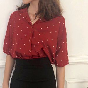 NWOT polka dot short sleeve blouse